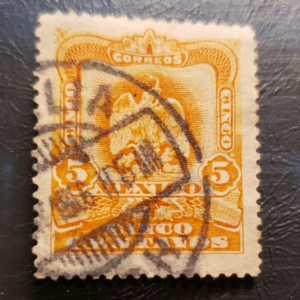 Stamp Latin America Mexico 1903 Coat of Arms 5c A28 #307 orange used