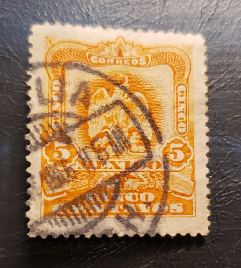 Stamp Latin America Mexico 1903 Coat of Arms 5c A28 #307 orange used
