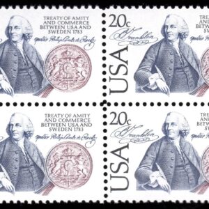 Scott #2036 Sweden Benjamin Franklin Block of 4 Stamps - MNH