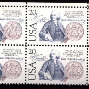 Scott #2036 Sweden Benjamin Franklin Zip Block of 4 Stamps - MNH