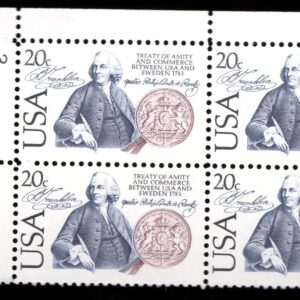 Scott #2036 Sweden Benjamin Franklin Plate Block of 4 Stamps - MNH P#3 UL