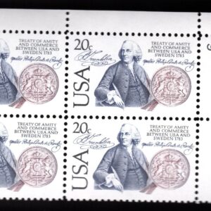 Scott #2036 Sweden Benjamin Franklin Plate Block of 4 Stamps - MNH P#6 UR