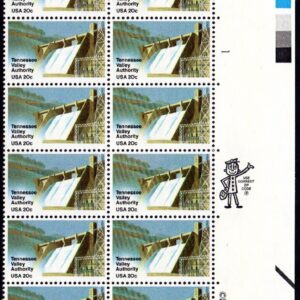 Scott #2042 Tennessee Valley Authority Plate Block of 20 Stamps - MNH Right