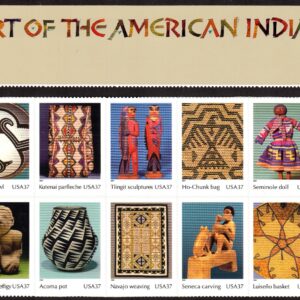 Scott #3873 American Indian Art Block (Sheet) of 10 Stamps w/Title MNH Separated