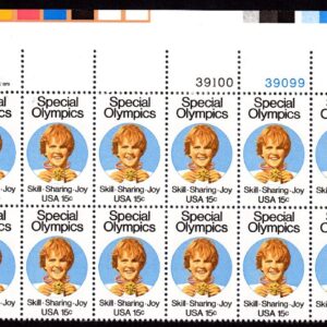 Scott #1788 Special Olympics Plate Block of 20 Stamps - MNH UR