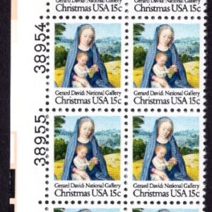 Scott #1799 Christmas Madonna (Virgin & Child) Plate Block of 20 Stamps - MNH UL