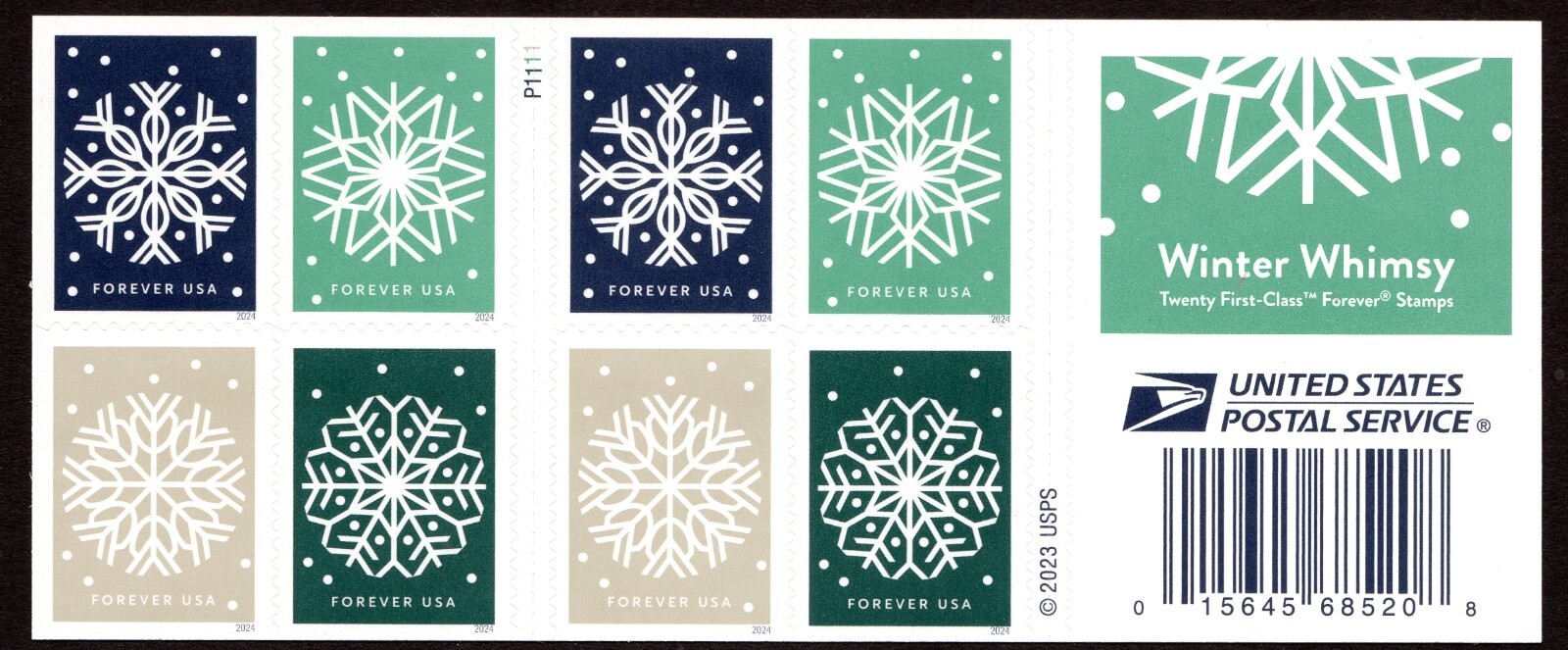 Scott #5951b (5948-51) Winter Whimsey Snowflakes Booklet of 20 Stamps - MNH