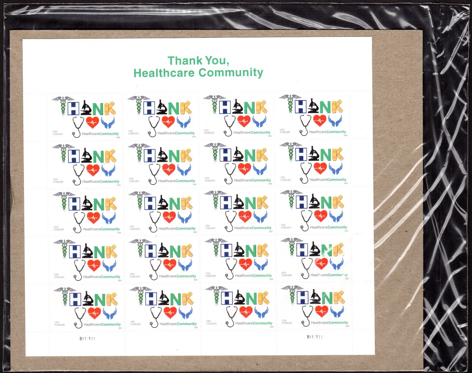 Scott #5947 Thank You Healthcare Sheet of 20 Forever Stamps - Sealed UV