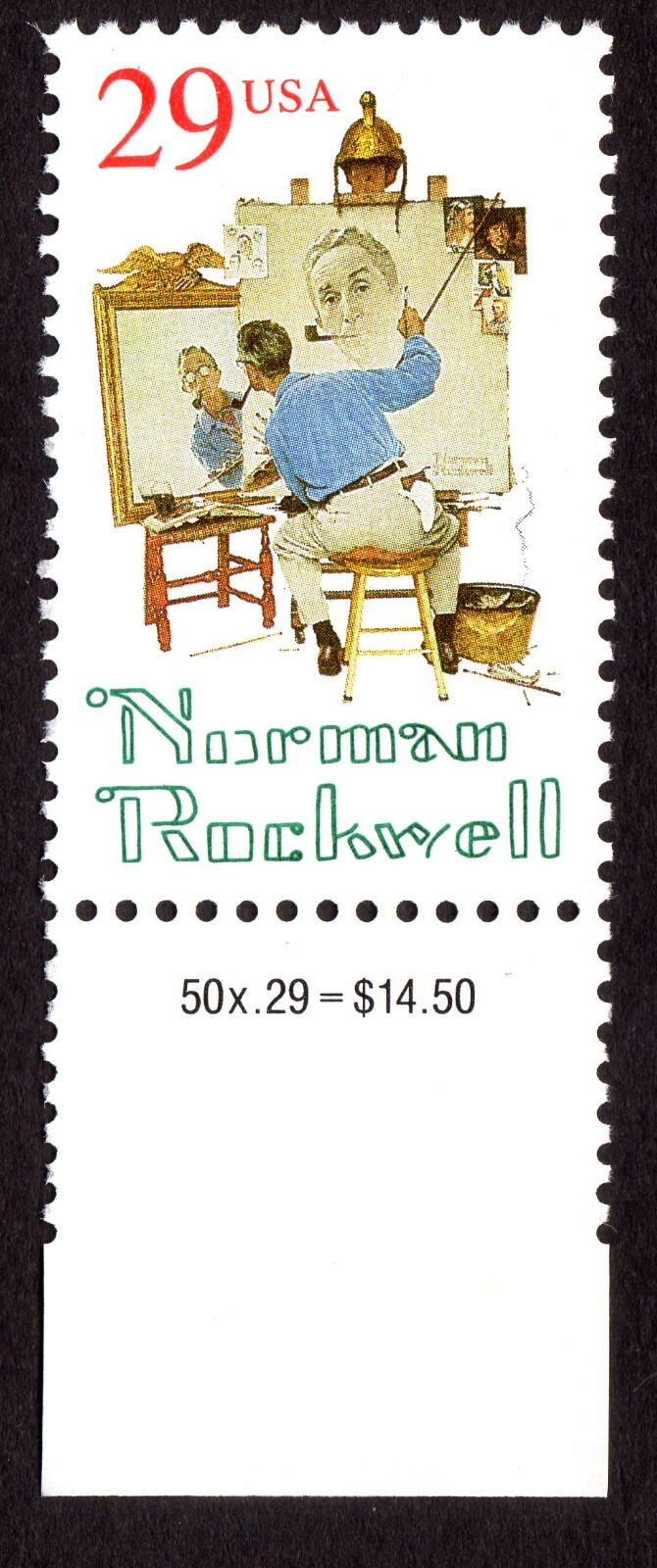 Scott #2839 29¢ Norman Rockwell Single Stamp w/Price Selvage - MNH