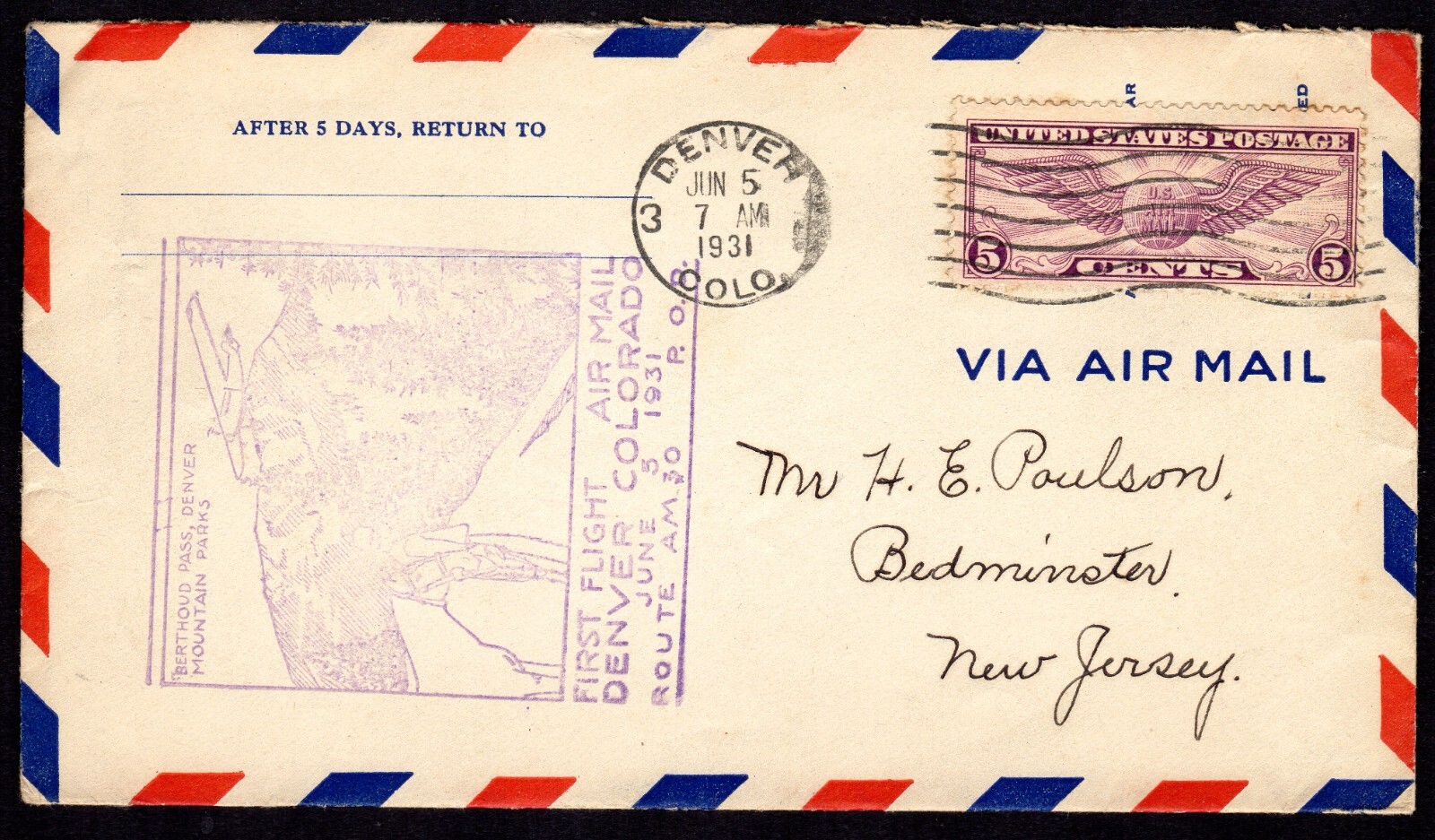 Scott #c12 First Flight Denver CO June 1931 Cover