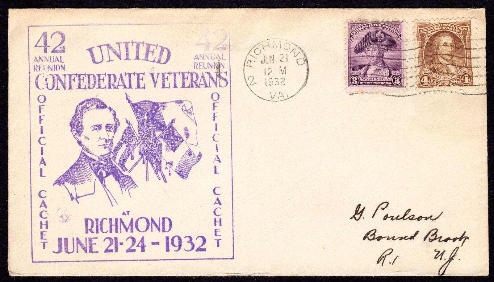 Scott #708-709 United Confederate Veterans Richmond VA June 1932 Cover