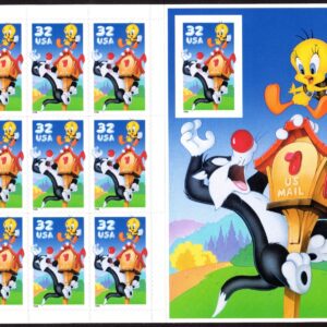 Scott #3205 Sylvester & Tweety Imperf Sheet of 10 Stamps - MNH
