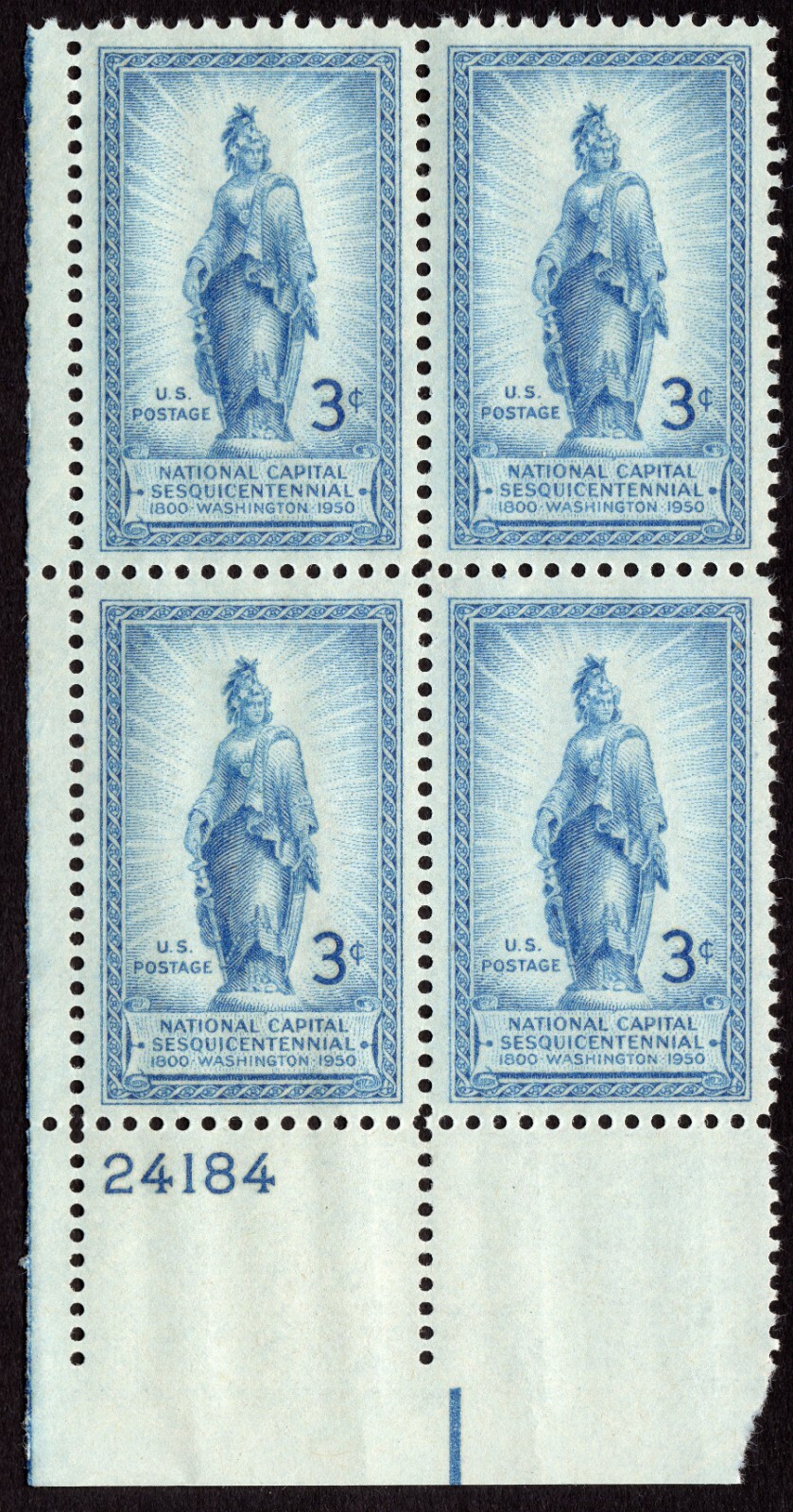 Scott #989 Statue of Freedom Plate Block of 4 Stamps - MNH P#24184 LL