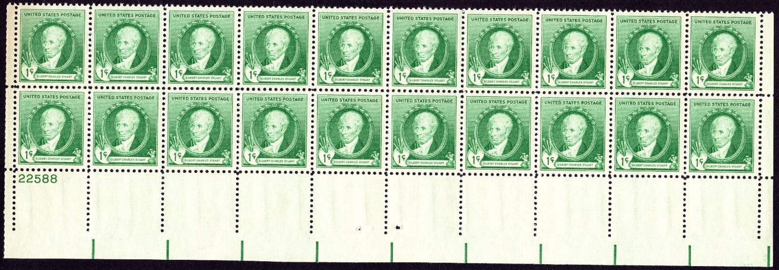 Scott #884 Gilbert Charles Stuart Plate Block of 20 Stamps - MNH P#22588