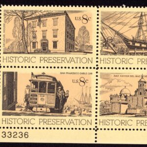 Scott #1443a (1440) Historical Preservation Plate Block of 4 Stamps - MNH LL