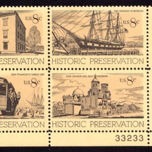 Scott #1443a (1440) Historical Preservation Plate Block of 4 Stamps - MNH LR