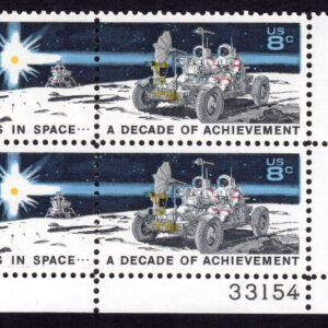 Scott #1435b Space Achievement on Moon Plate Block of 4 Stamps - MNH P#33154 LR