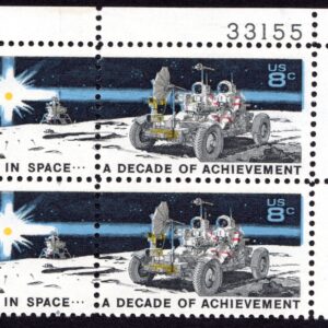 Scott #1435b Space Achievement on Moon Plate Block of 4 Stamps - MLH P#33155 UR