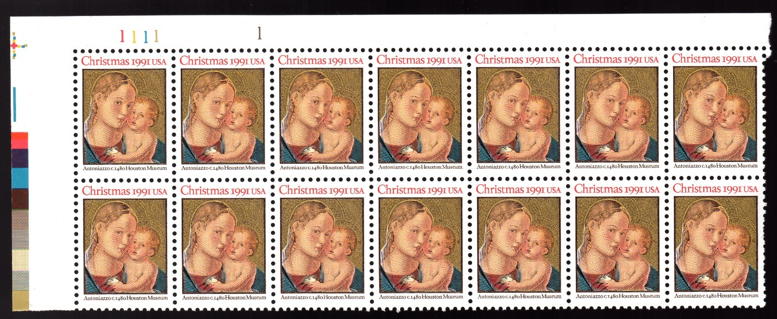 Scott #2578 Madonna & Child (Antoniazzo) Plate Block of 14 Stamps - MNH P#1111-1
