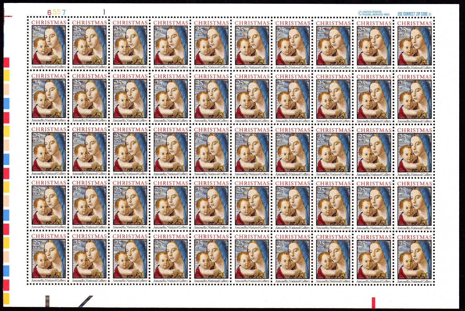Scott #2514 Madonna (Mary, Antonello) Sheet of 50 Stamps - MNH P#6557-1 UL