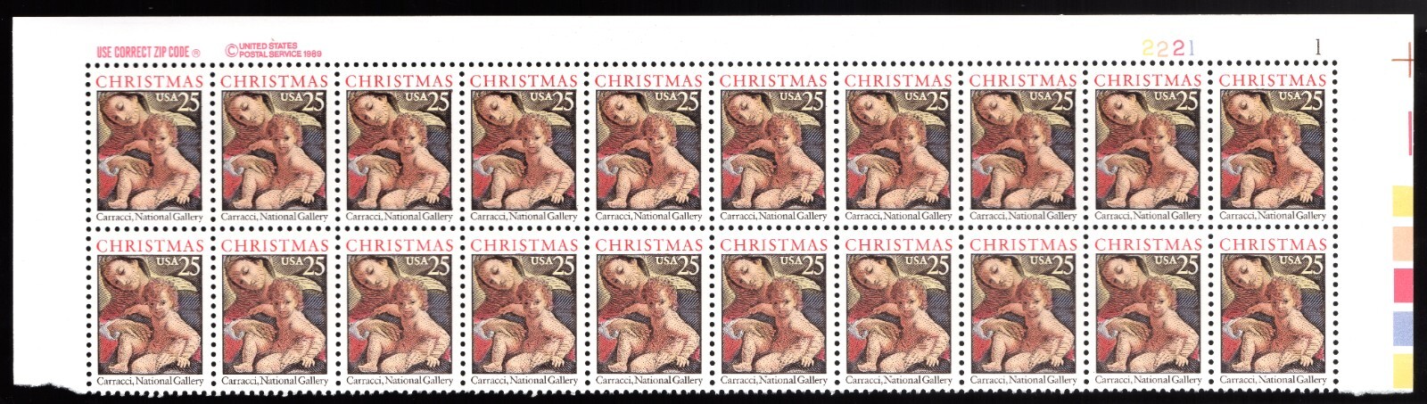 Scott #2427 Madonna (Carracci) Plate Block of 20 Stamps - MNH UR