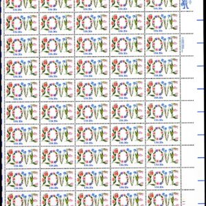 Scott #1951 Love Flowers Sheet of 50 Stamps - MNH P#11111 LR