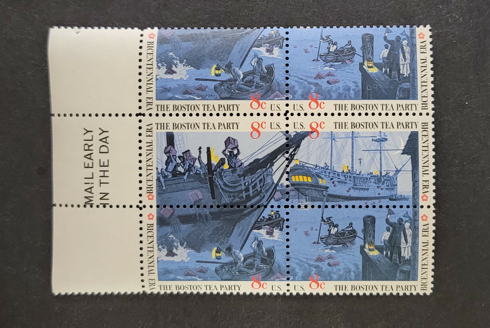 Scott 1480-1483 Boston Tea Party (Revolutionary War) 6 Stamp Block MNH