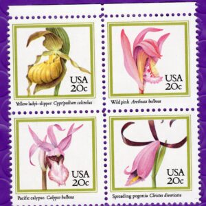 Scott #2079a Orchids Block of 4 Stamps - MNH