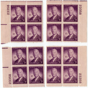Scott #937 Alfred E. Smith Matched Set of Plate Blocks of 4 Stamps - MNH P#23358