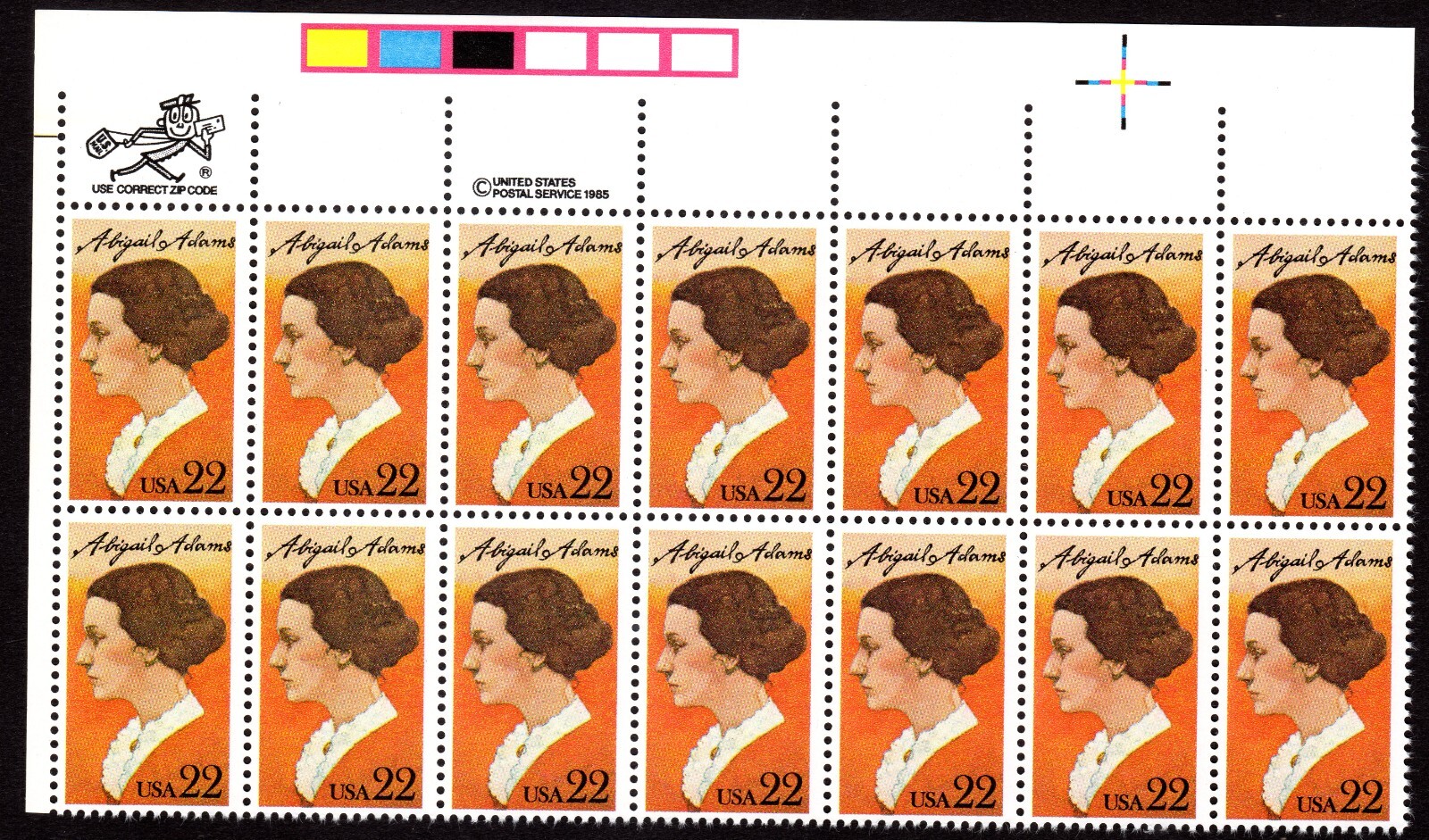 Scott #2146 Abigail Adams (Love Letters) Zip Block of 14 Stamps - MNH