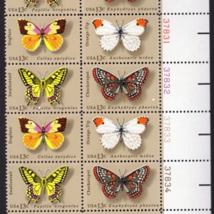 Scott #1715a (1712-15) Butterflies Plate Block of 12 Stamps - MNH UR
