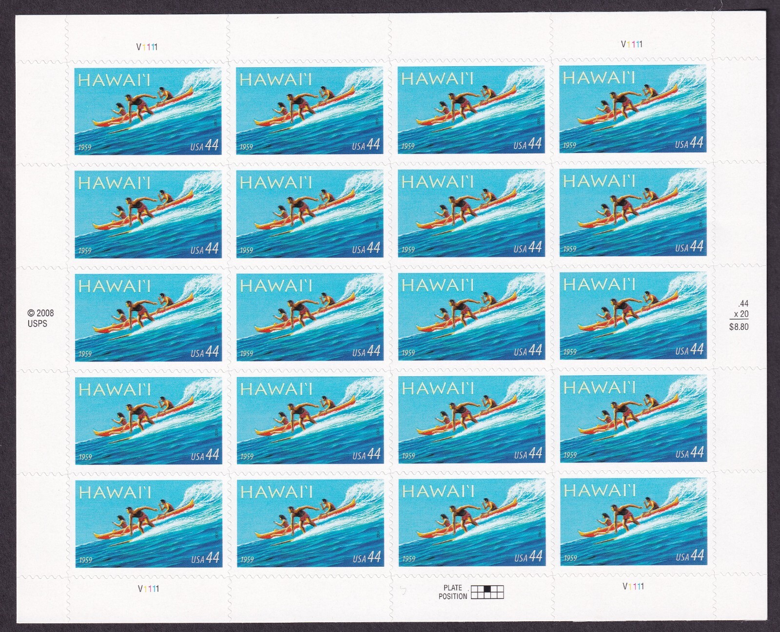 Scott #4415 Hawaii Surfing Sheet of 20 Stamps - MNH
