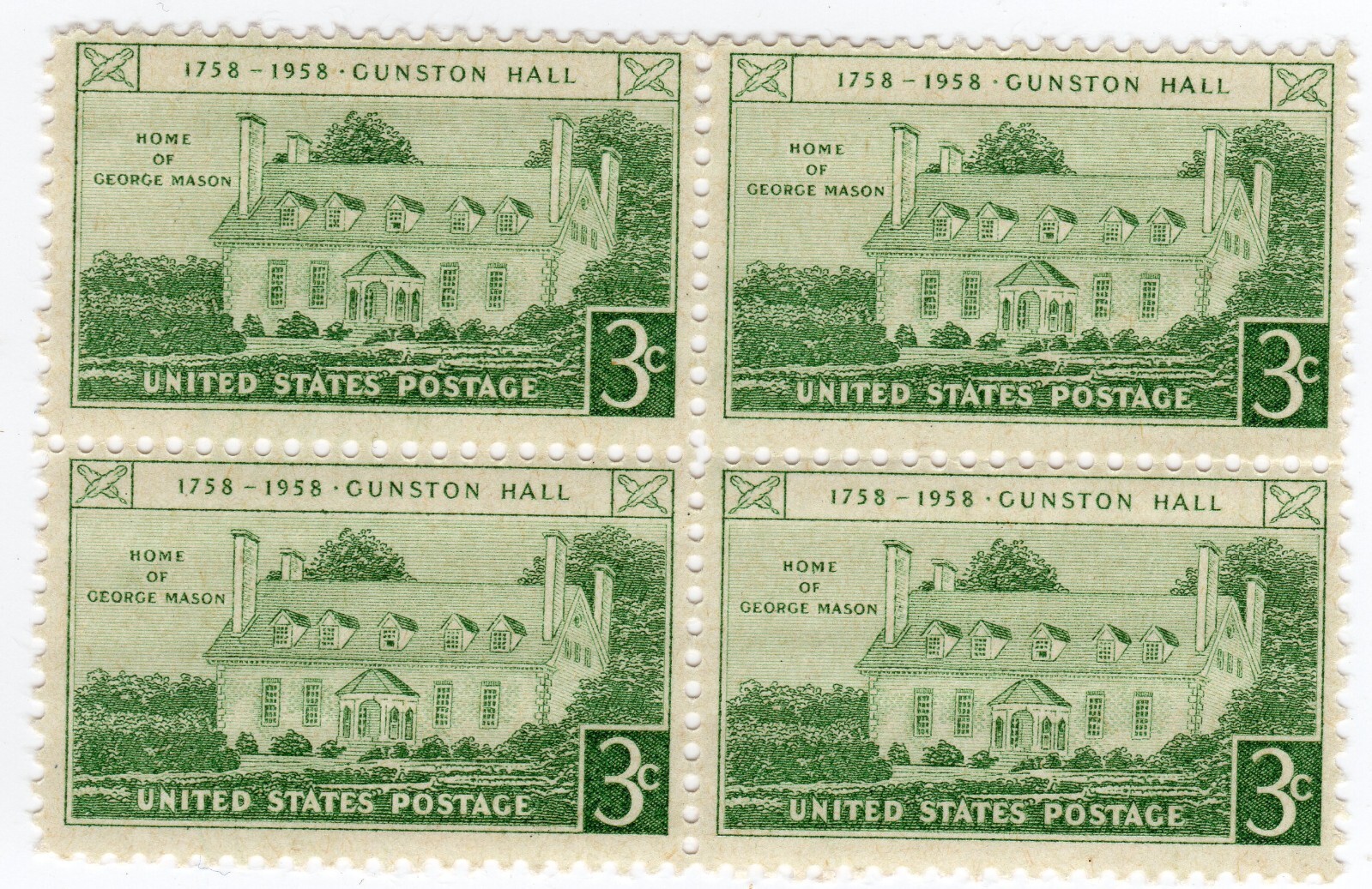 Scott #1108 Gunston Hall George Mason Block of 4 Stamps - MNH