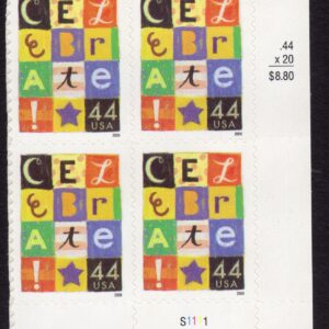 Scott #4407 Celebrate Block Letters Plate Block of 4 Stamps - MNH LR