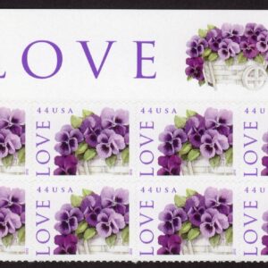 Scott #4450 44¢ Love Pansies Title Block of 8 Stamps - MNH