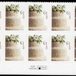 Scott #4398 Wedding Cake (Love) 61¢ Plate Block (Half Sheet) of 10 Stamps - MNH