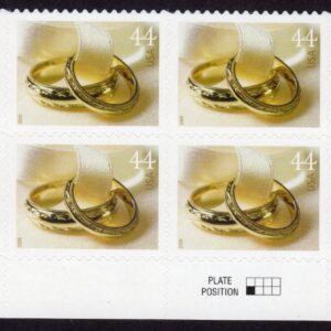 Scott #4397 Wedding Rings 44¢ Plate Block of 8 Stamps - MNH