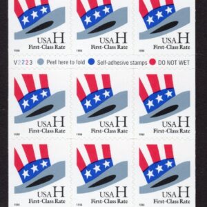 Scott #3268c Hat H Stamp Booklet Pane of 20 Stamps - MNH P#V2223