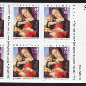 Scott #3355a 33¢ Madonna & Child (Vivarini) Booklet of 20 Stamps - MNH P#B2222