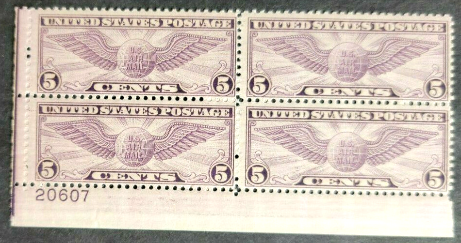 Scott #c16 Winged Globe Plate Block of 4 Stamps - MNH