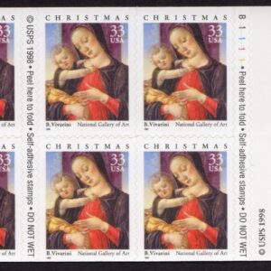 Scott #3355a 33¢ Madonna & Child (Vivarini) Booklet of 8 Stamps - MNH P#B1111