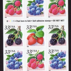 Scott #3297b (3294-3297) Fruit Berries Booklet of 20 Stamps - MNH P#B1111
