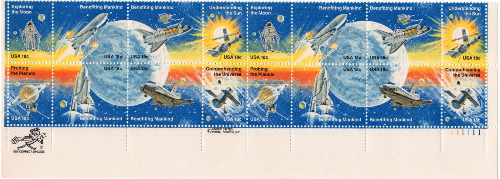 Scott #1919a (1912-19) Space Achievement Plate Block of 16 Stamps - MNH