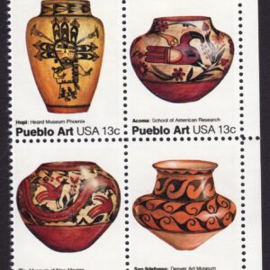 Scott #1709a (1706-09) Pueblo Art 13¢ Block of 4 Stamps - MNH Hopi 1st