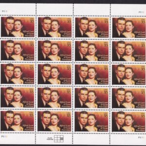 Scott #3287 Alfred Lunt and Lynn Fontanne Full Sheet of 20 - MNH