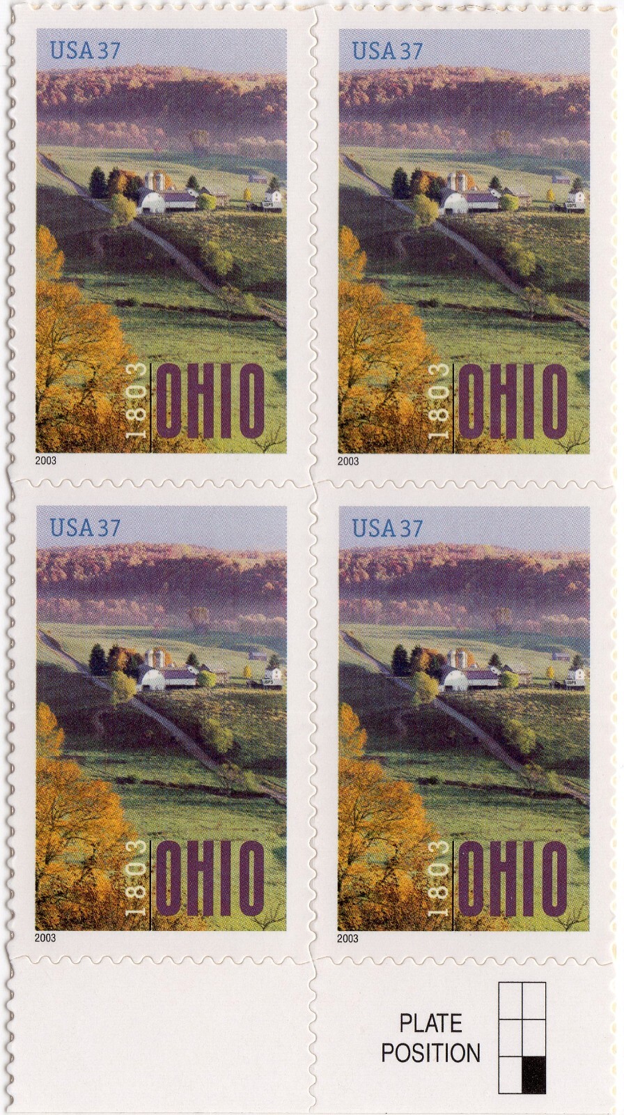 Scott #3773 Ohio Block of 4 Stamps - MNH