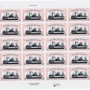 Scott #3192 Remember the Maine (Spanish War) Full Sheet of 20 Stamps - MNH