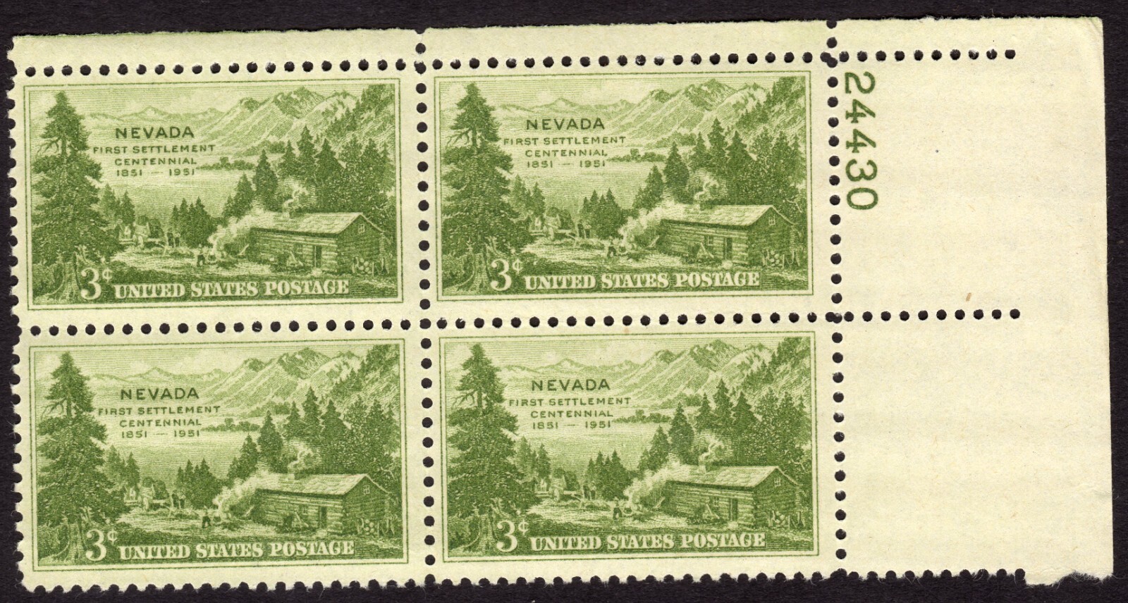 Scott #999 Nevada Plate Block of 4 Stamps - MNH P#24430 UR