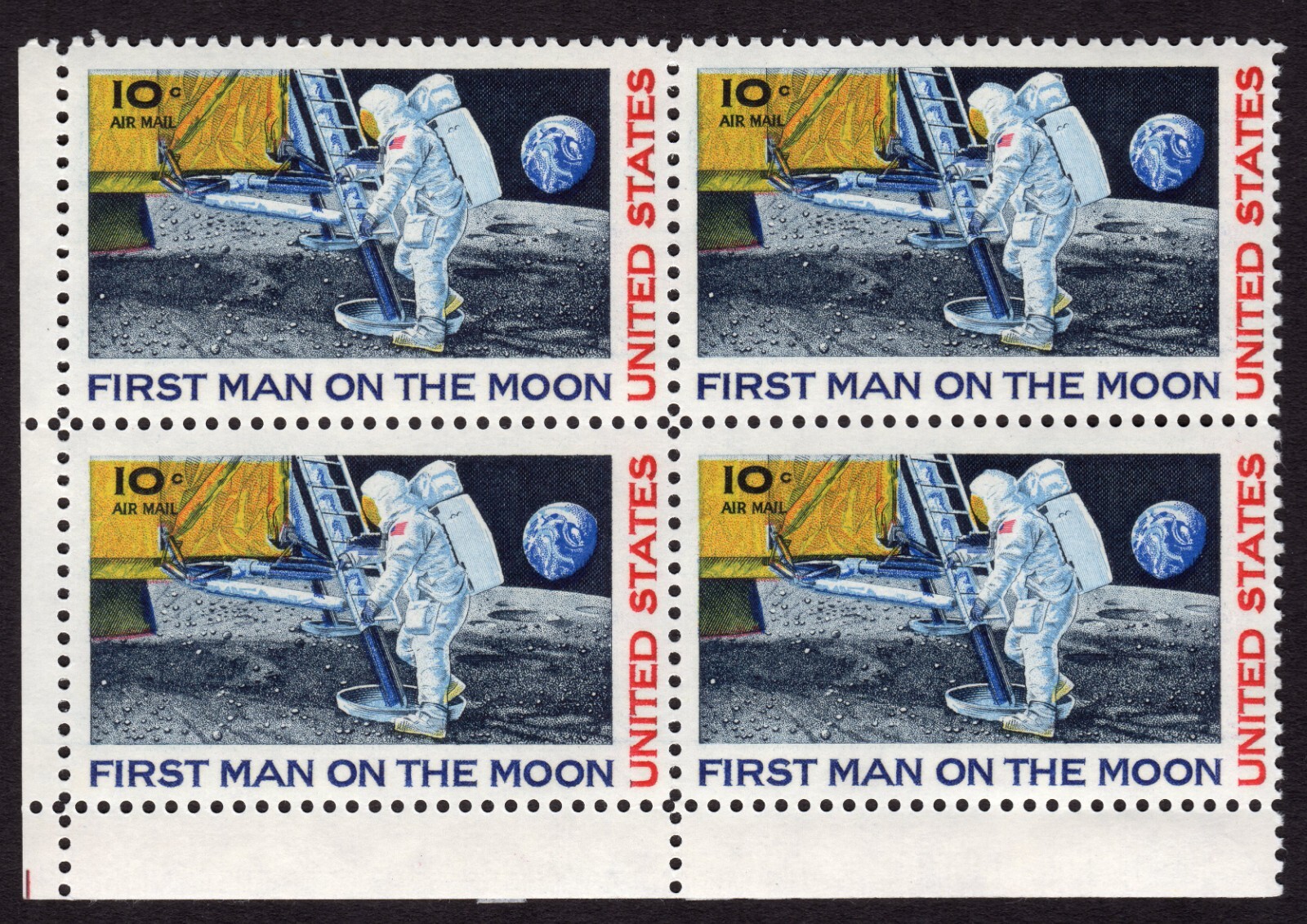 Scott #c76 First Man on the Moon Airmail Block of 4 Stamps - MNH PC#7