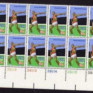 Scott #1790 Summer Olympics Javelin Thrower Plate Block of 12 Stamps MNH LL PC#5